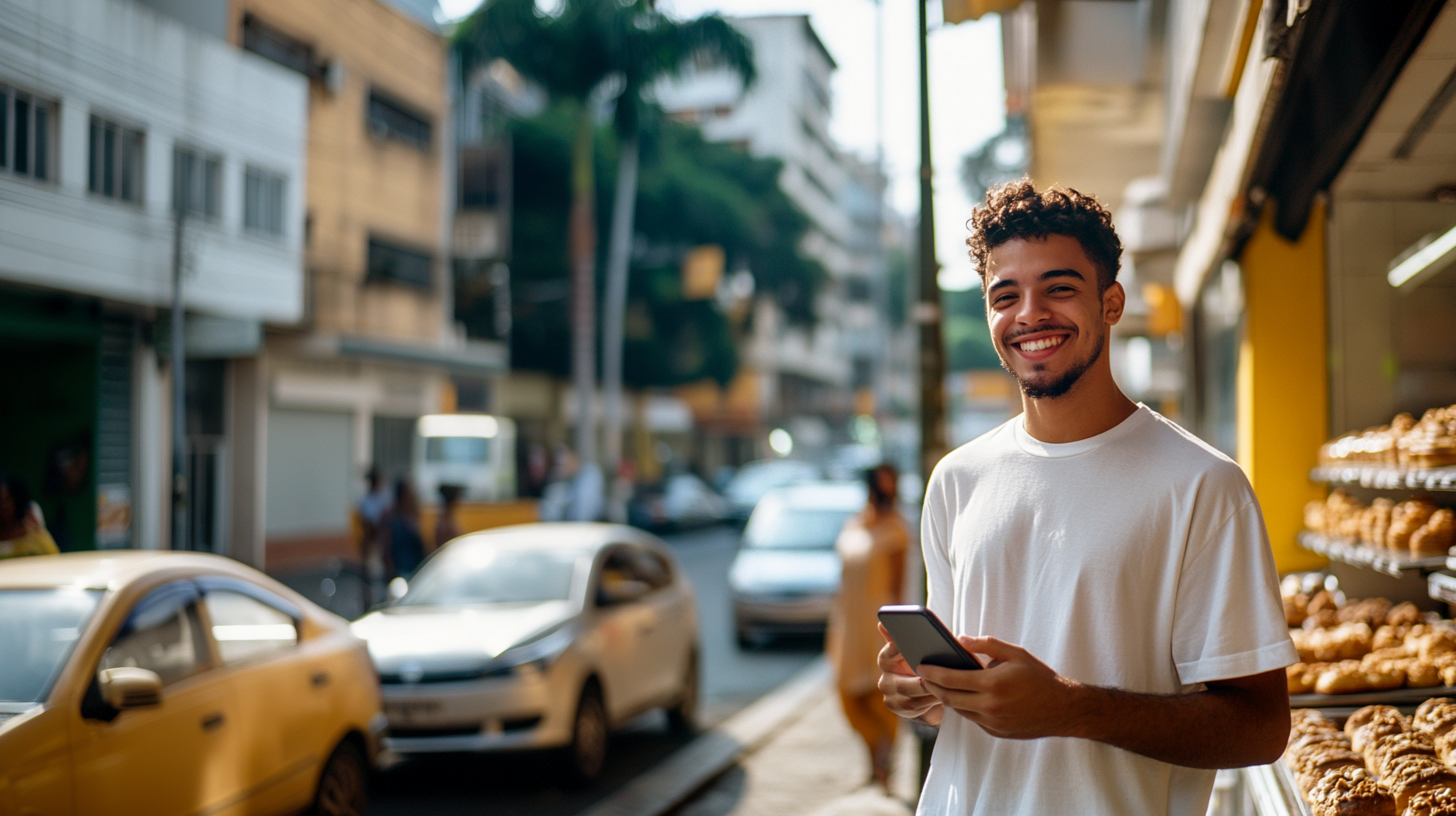 Rapaz brasileiro de 22 anos sorrindo