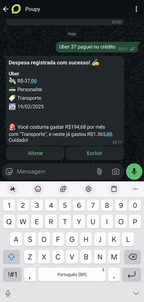 Despesa cadastrada Despesa cadastrada